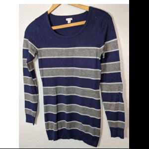 90s Guess Long Sleeve Crew Sweater Blue Grey Gray Striped M Preppy Grunge